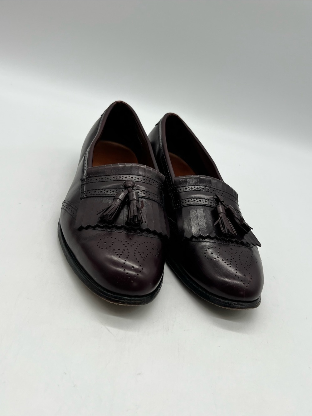 Allen Edmonds Bridgeton Men’s 14D Burgundy Leather Keltie Tassel Loafers Shoes